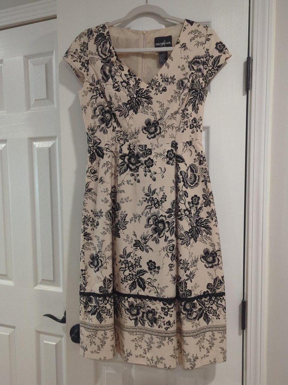 Positive Attitude Cream and Black Floral Midi Dress